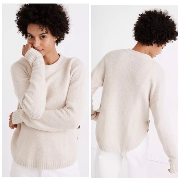 Madewell Birchmont Side-Button Pullover Sweater in Coziest Textured Yarn Large - Picture 2 of 7